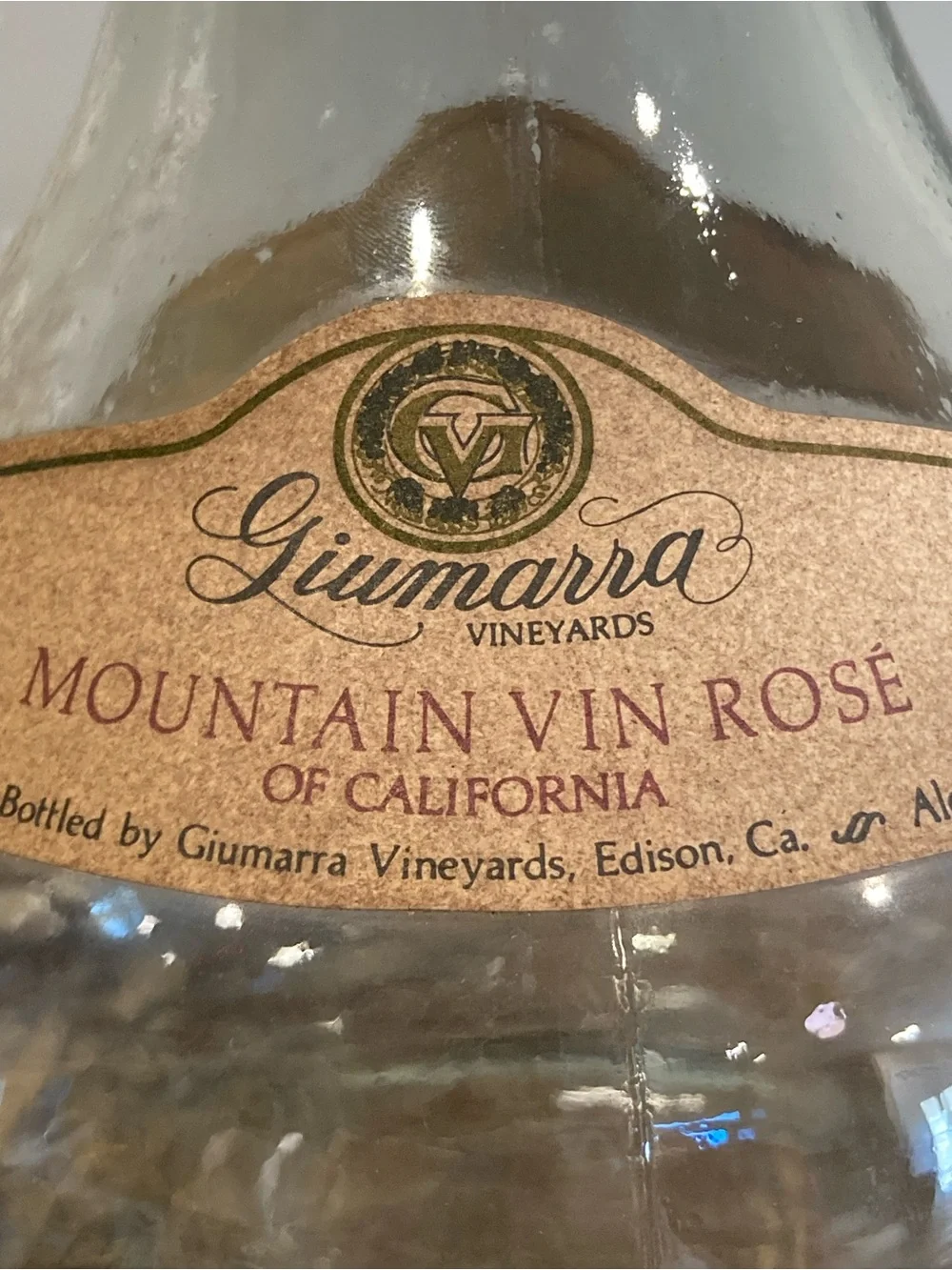 Vintage Giumarra Vineyards Mountain Vin Rosé Bottle – California Wine Decor